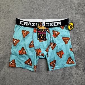 Crazy Boxer Poop Emoji Funny Humor Underwear Gift NEW Mens L Blue Stretch Fabric